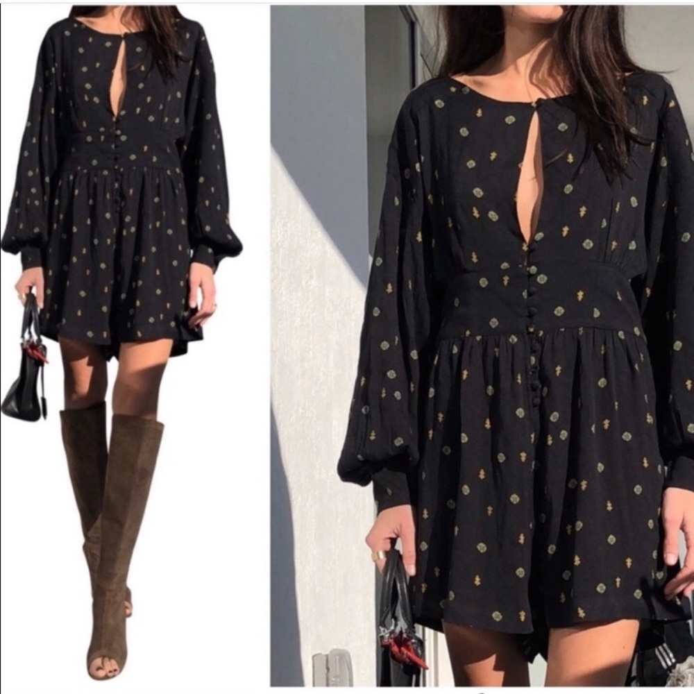 Free People Floral Keyhole Romper
